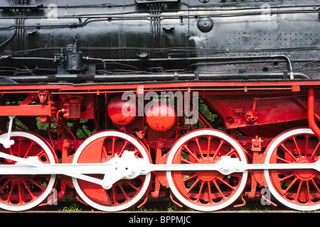 Détails de l'roues à un train à vapeur locomotive à Resita Train Museum en Roumanie. Banque D'Images