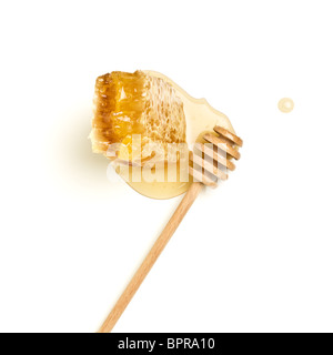 Vu de l'abeille naturelle passage isolé sur blanc. Banque D'Images