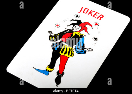 Jeu de cartes joker sur fond noir Banque D'Images