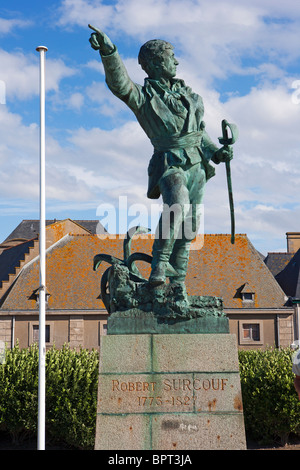 Robert Surcouf, statue, Saint-Malo, Bretagne, France Banque D'Images