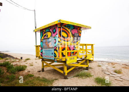 Lifeguard Tower, Plage, Pacific Palisades (près de Malibu) Californie, États-Unis d'Amérique Banque D'Images