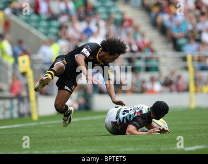 Le deuxième match de la double récolte de Twickenham, London Wasps v Harlequins. Banque D'Images