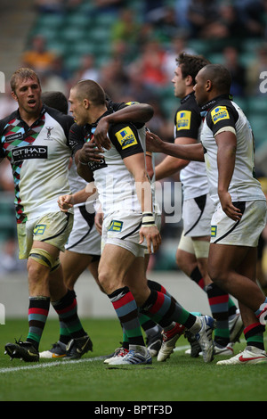 Le deuxième match de la double récolte de Twickenham, London Wasps v Harlequins. Banque D'Images