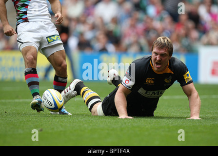 Le deuxième match de la double récolte de Twickenham, London Wasps v Harlequins. Banque D'Images