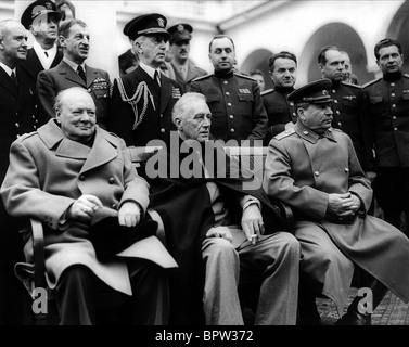 WINSTON CHURCHILL, Franklin D. Roosevelt et Joseph Staline, LES TROIS GRANDS PALAIS LIVADA 11 Février 1945 Banque D'Images