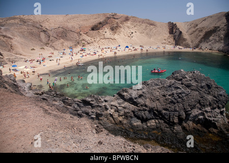 Playa de Papagayo beach près de Playa Blanca, Lanzarote, Îles Canaries Banque D'Images