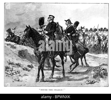 Le général Sir James Yorke Scarlett menant la 5ème Dragoon Guards durant la bataille de Balaklava Guerre de Crimée Banque D'Images