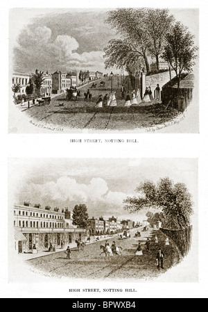 High Street, Notting Hill, 1857 vues de l'intérieur de West London suburb dans ses premiers jours Banque D'Images