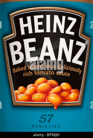 Close-up d'une tin de Heinz Baked Beans. 57 variétés. Banque D'Images