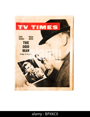 La conception du couvercle avant de TV Times, Londres, édition 1963 avec titre - L'étrange homme Banque D'Images