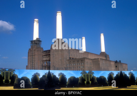 Battersea power station, rive sud de la Tamise à Londres Banque D'Images