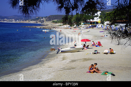 Pefkari Beach, Thassos, dans le Nord de l'Aegaen la Grèce. Banque D'Images