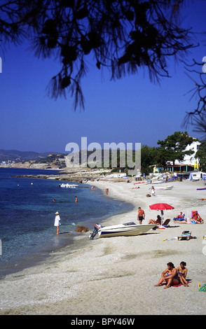 Pefkari Beach, Thassos, dans le Nord de l'Aegaen la Grèce. Banque D'Images