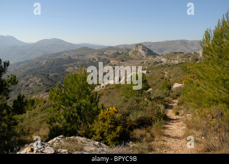 Sur le chemin du Cavall Verd, près de Benimaurell, Province d'Alicante, Communauté autonome de Valence, Espagne Banque D'Images