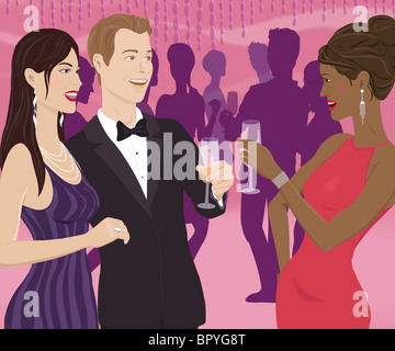 Une femme un couple toasting at a party Banque D'Images