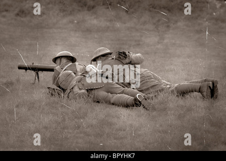 WW1 British Army Mitrailleuse Lewis à un camp d'entraînement de l'équipe 1917 Banque D'Images