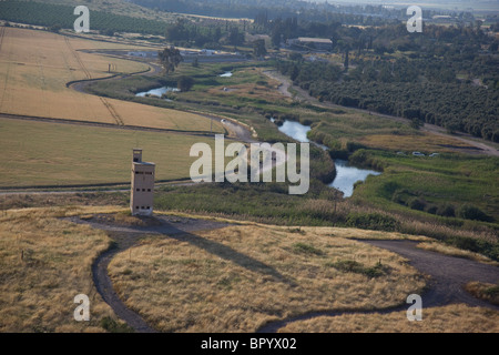 Photographie aérienne des téléphone Shokek dans la vallée du Jourdain Banque D'Images