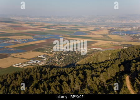 Photographie aérienne du champs de l'agriculture de la vallée de Jezreel Banque D'Images