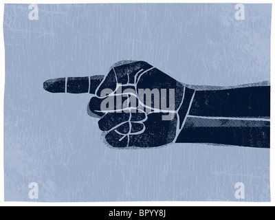 Illustration d'une main pointant vers le côté Banque D'Images