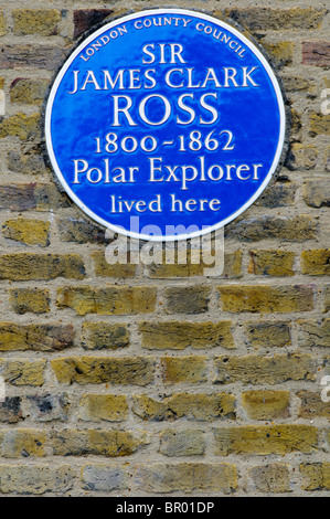 Blue plaque sur la maison au Blackheath occupés par la dix-neuvième siècle, l'explorateur polaire Sir James Clark Ross. Banque D'Images