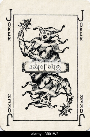 Vintage jeu de carte avec un joker Banque D'Images
