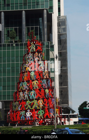 La sculpture de David Gerstein élan au Raffles Quay à Singapour. Banque D'Images