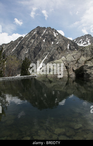 2740M Pic de Sudorn dans le Parc National de Sant Maurici vu de l'Estany Negre Refugi JM Blanc en Pyrénées Espagne Banque D'Images