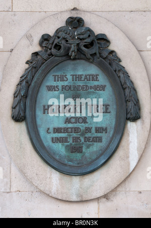 Une plaque sur le côté de Her Majesty's Theatre, Londres, Haymarket Banque D'Images