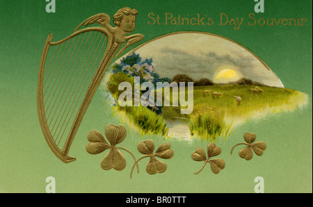 Un vintage St Patrick Day Carte Souvenir Banque D'Images