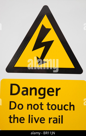 Close-up de signer la sécurité ferroviaire Banque D'Images