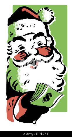 Une version noir et blanc d'une inspiration de noël santa illustration Banque D'Images