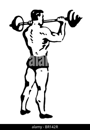 Une version noir et blanc d'un homme très musclé le levage de poids Banque D'Images