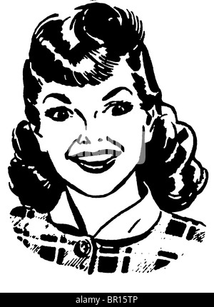 Une version noir et blanc d'un style vintage portrait d'une femme Banque D'Images