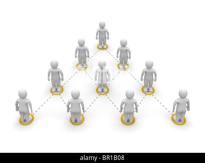 L'équipe leader sur le haut de la hiérarchie. Rendu 3d illustration. Banque D'Images
