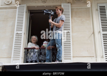 Les membres de la presse et des médias de l'enregistrement des événements au cours de la démonstration proposée sur la réforme des retraites, Paris, France, 07/09/10 Banque D'Images