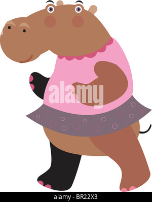 Un hippopotame portant une robe rose Banque D'Images