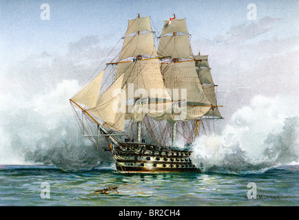 HMS Victory, navire de la première ligne de la Royal Navy Seigneur le vaisseau amiral de Nelson à la bataille de Trafalgar. Banque D'Images