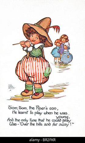 Tom Tom the Piper's son. Comptine postcard c1930. Banque D'Images