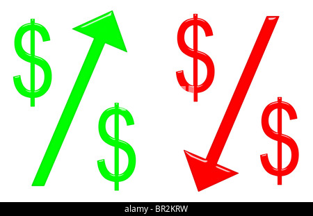 Sensibilisation et chute du dollar concept Banque D'Images