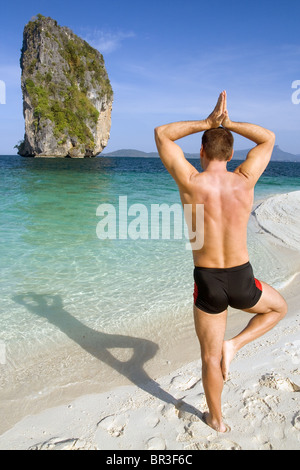 Le yoga dans la nature masculine Banque D'Images