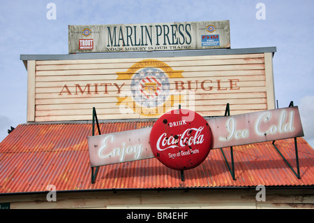 Ancien magasin avant, le parc à thème Thorpe Park, Chertsey, Surrey, Angleterre, Royaume-Uni Banque D'Images