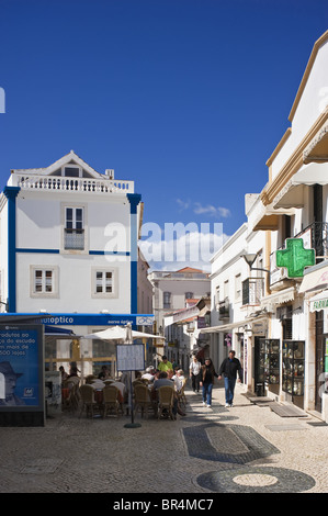 Zone piétonne dans la vieille ville, Lagos, Algarve, Portugal Banque D'Images