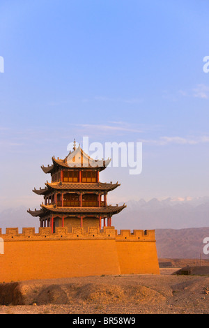 Jiayuguan Pass, extrémité ouest de la Grande Muraille, la province de Gansu, Chine Banque D'Images