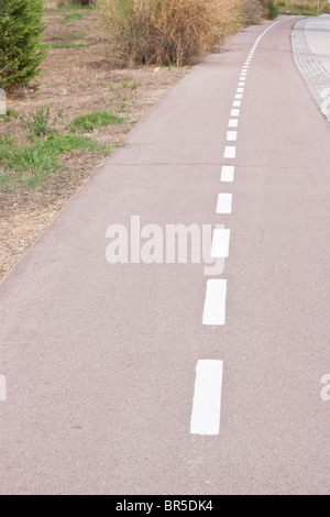 Signalisation urbaine, verticale et horizontale de pistes cyclables dans la ville, transport urbain, écologique, sport, santé, Banque D'Images