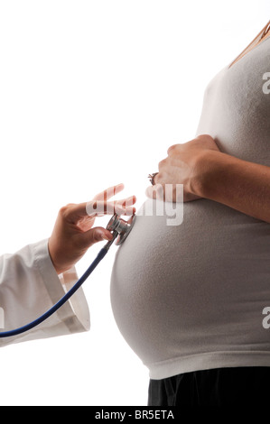 Pregant woman with doctor with stethoscope Banque D'Images