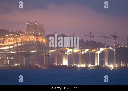 La construction du pont de la baie de San Francisco. Banque D'Images