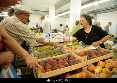 Marché de Fruits au marché municipal à Fundão, Beira Interior, Portugal Banque D'Images