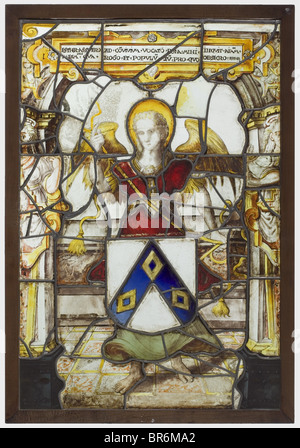 Un grand manteau de panneaux en verre à plomb, Allemagne ou Suisse, vers 1600. Verre incolore avec peinture en partie colorée 'Schwarzlot'. Au centre, un manteau d'armes, tenu par un ange debout. Cadrage architectural. Sur la frontière supérieure, un épigramme en langue latine. Vitrage en plomb renouvelé, une seule plaque est cassée. Cadre en bois avec anneau de suspension sur le dessus. Dimensions 72 x 52 cm. Historique, historique, peuple, XVIIe siècle, artisanat, artisanat, artisanat, objets, objets, alambics, coupures, coupures, découpe, découpes, beaux-arts, art, art, art artistique, homme, homme, homme, homme, homme, homme, homme, homme, homme, Banque D'Images