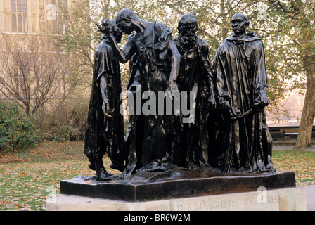 Bourgeois de Calais, Victoria Tower Gardens, Embankment, London, Auguste Rodin sculpture statue statues Westminster England UK Banque D'Images