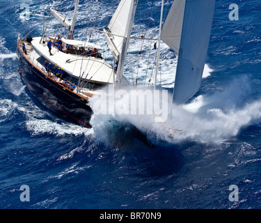 Saint Barths Bucket Regatta Super Yacht, Caraïbes, mars 2009. Banque D'Images